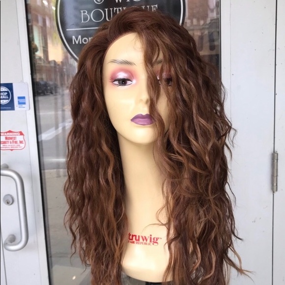Copper Brown Curly long Swisslace Lacefront wig - Picture 2 of 9